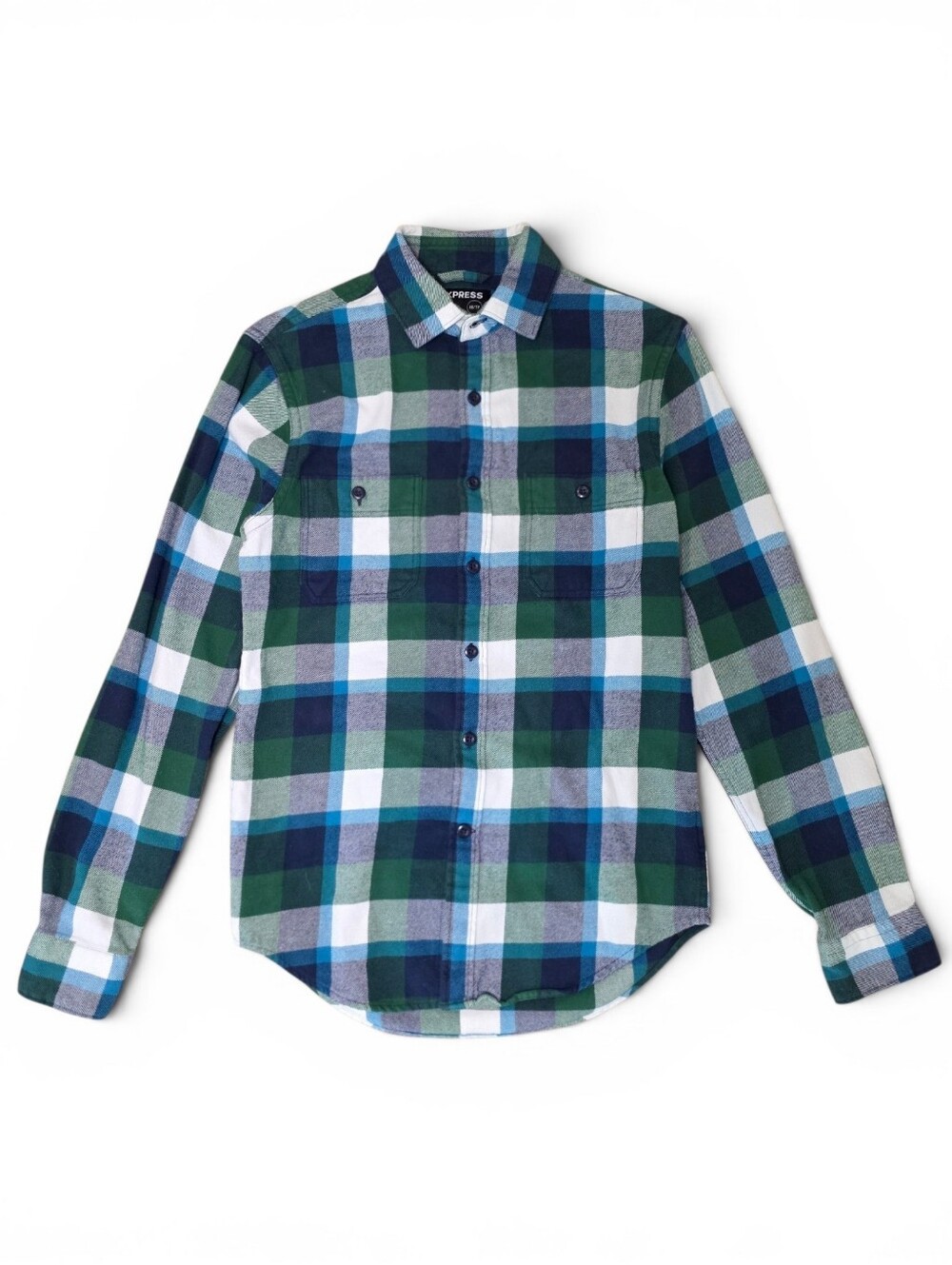 Express Men's Flannel Long Sleeve Button Down Shirt Top
